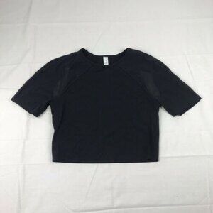 Lululemon Set Challenger Short Sleeve - Black /nulux size 6 Cutout Mesh‎ Align
